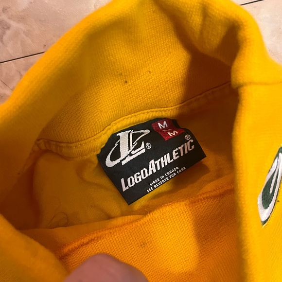 Vintage 90’s Logo Athletics Yellow Green Bay Packers Long Sleeve Shirt Medium - Picture 3 of 4